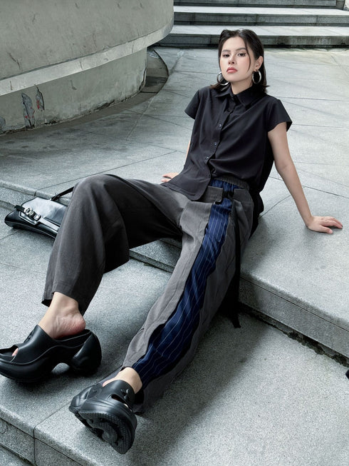 Stripe Panel Wide Pants